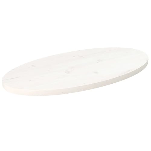 vidaXL Tischplatte, Ersatztischplatte für Couchtisch Beistelltisch Bartisch, Esstischplatte für Restaurants Cafés, Couchtischplatte Holztischplatte Schreibtischplatte, Weiß Massivholz Kiefer Oval