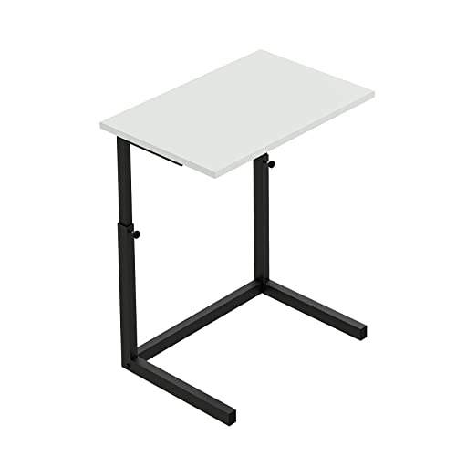 furniChic Laptoptisch, Notebooktisch für Couch, Beistelltisch, Couchtisch Höhenverstellbar, Gestell aus Metall, 60x40x43-73cm (BxTxH), E1 Zertifiziert (White)