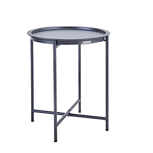 NATERIAL - Outdoor Beistelltisch MOBIS - Gartentisch - Abnehmbare Tischplatte - Ø45 cm - Couchtisch - Stahl - Anthrazit
