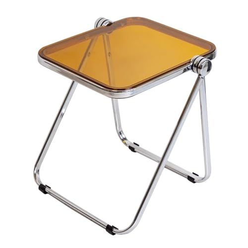 SASNMEO Klappbarer Beistelltisch aus Acryl, Faltbare Möbel, Moderner Kleiner Schreibtisch für Wohnzimmer, Schlafzimmer, Küchen-Serviertisch (Color : Yellow)