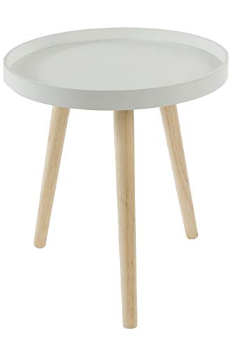 elbmöbel Beistelltisch weiß rund skandinavisches Design modern Nachttisch mit Tablett
