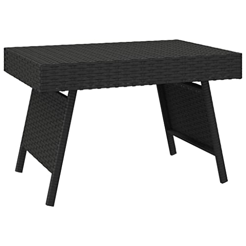 vidaXL Beistelltisch Klappbar, Tisch für den Außenbereich Innenbereich, Beistelltisch für Garten Terrasse, Couchtisch Gartentisch, Schwarz Poly Rattan