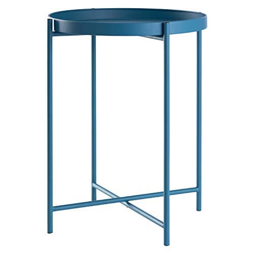 Beistelltisch Tabletttisch rund Ø38xH50cm Metall, Präzise Farbe:Blau