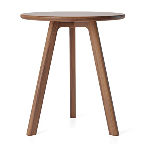 Beistelltisch rund Massiv Walnussholz für Wohnzimmer Premium Sofa Tisch Minimales Skandinavisches Design Nachttisch Einfache