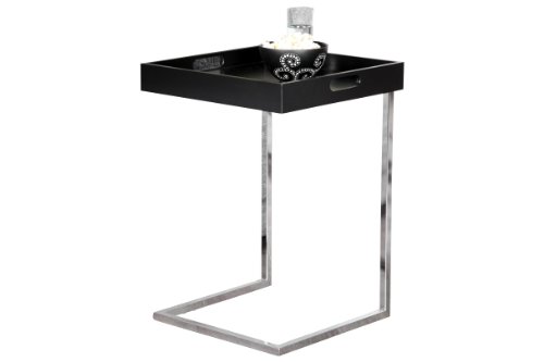 Invicta Interior Design Beistelltisch CIANO Tablett-Tisch schwarz Chrom Metall Tabletttisch Tisch Wohnzimmertisch