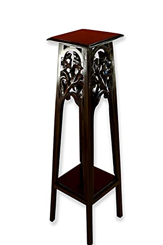 Mahagoni Holz Blumenständer CHARLSTON - 113cm Pflanzentisch - Beistelltisch Dunkel Braun im Kolonialstil