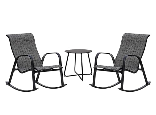 Grand patio Garden Schaukelstühl Set, Textilene Wetterfes, Rocking Chair für Innen, Outdoor