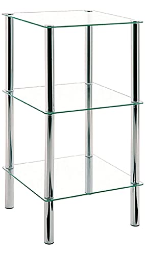 HAKU Möbel Regal - 3 Fächer aus Glas mit Chromoptik, Höhe 77 cm