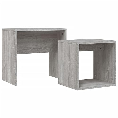 vidaXL Satztisch 2 STK., Couchtische in verschiedenen Größen, Tisch für Schlafzimmer Wohnzimmer Büro, Wohnzimmertisch Nachttisch, Grau Sonoma Holzwerkstoff