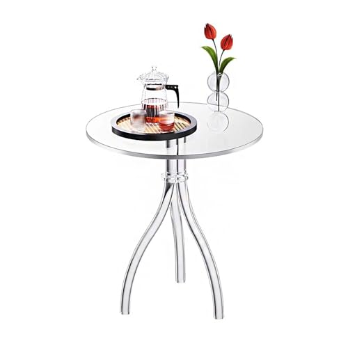 BEdaW Acryl Kleiner Runder Tisch, Wohnzimmersofa Und Couchtisch, Einfacher Und Luxuriöser Beweglicher Esstisch,Clear