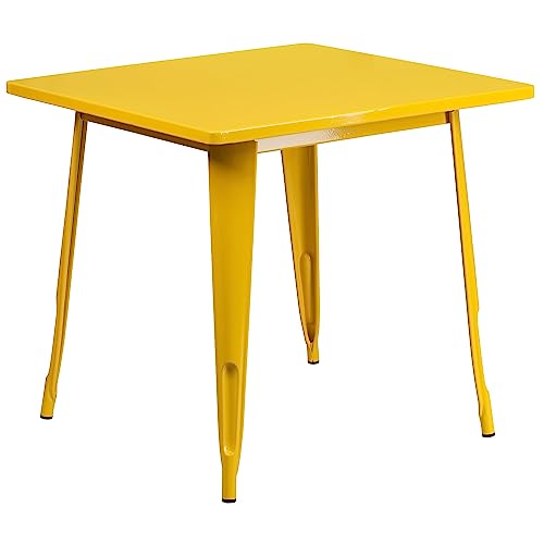 Flash Furniture Felix Tisch für Innen- und Außenbereich, quadratisch, 80 cm, Gelb