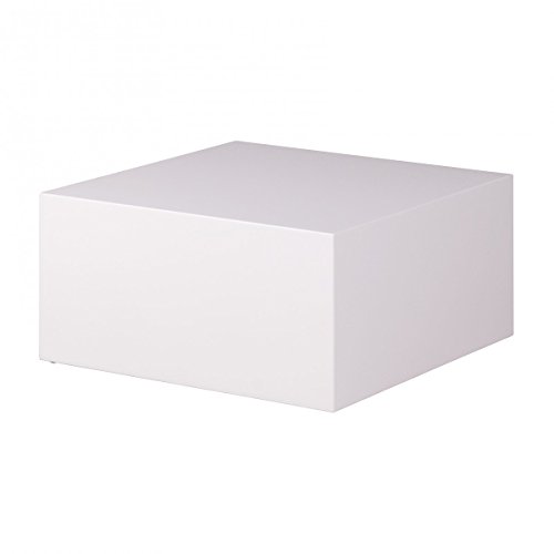 Wohnling Couchtisch MONOBLOC 60 x 60 x 30 cm Hochglanz MDF Weiß lackiert, Design Wohnzimmertisch Cube quadratisch, Lounge Beistelltisch Würfel Form