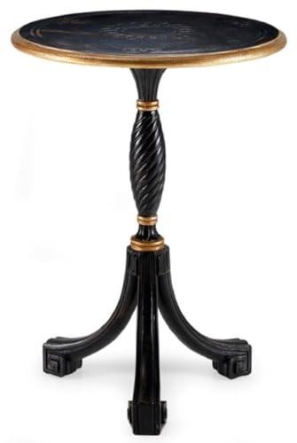 Casa Padrino Luxus Barock Beistelltisch Antik Schwarz/Antik Gold - Runder Barockstil 3-Bein Massivholz Tisch - Luxus Möbel im Barockstil - Barock Möbel - Luxus Qualität - Made in Italy