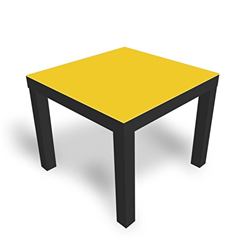 DekoGlas Beistelltisch Couchtisch 'Einfarbig Gelb' Sofatisch mit Motiv Glasplatte Kaffee-Tisch, 55x55x45 cm Schwarz