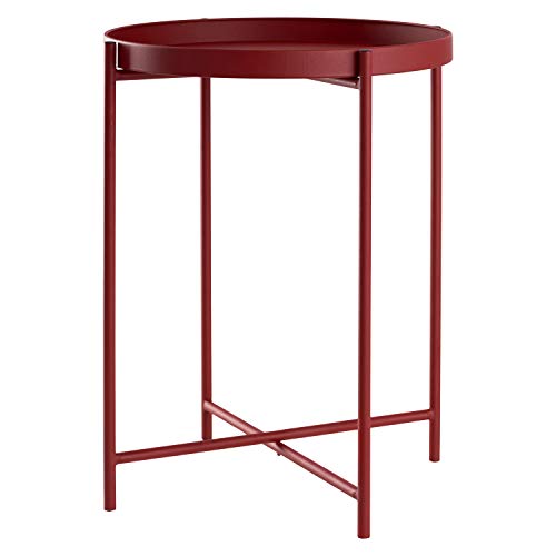 Beistelltisch Tabletttisch rund Ø38xH50cm Metall, Präzise Farbe:Rot