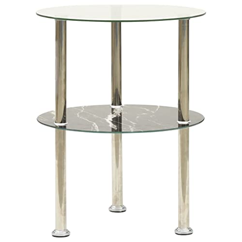 Couchtisch Glas mit Sicherheitsglas & Facettenschliff, Moderne Glastisch geeignet als Beistelltisch Wohnzimmertisch Beistelltischh Klein Tisch mit Chrome Edelstahl Legs Regal Glas Table 2 Set
