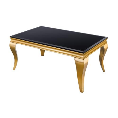riess-Ambiente Eleganter Couchtisch MODERN BAROCK 100cm schwarz Opalglas goldene Beine