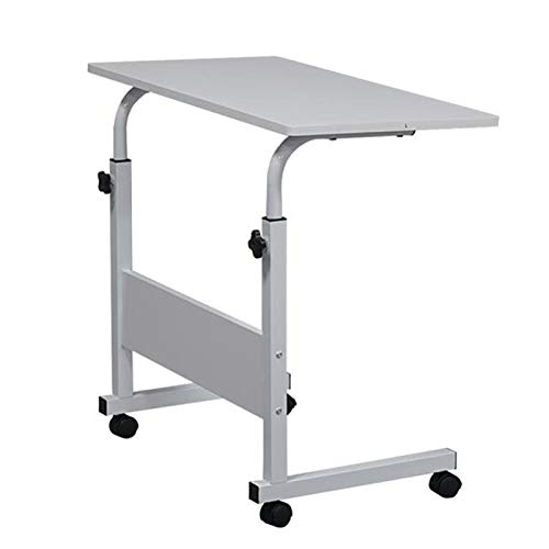 Generic Beistelltisch Mobiler Tisch Workstation Stahl-Beistelltisch mit Schallwand Computertisch Studentenschreibtisch zum Lesen Höhenverstellbarer Überbetttisch (Color : Black) (White)