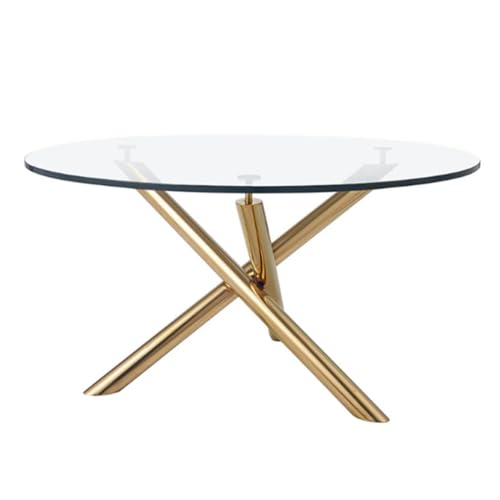Beistelltisch, runder Esstisch aus Glas, 85 cm, runder Küchentisch, runder Esstisch aus der Mitte des Jahrhunderts mit stilvollen, stabilen Tischbeinen aus Chrom (Größe: 85 x 42 cm