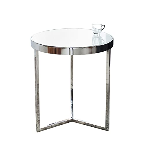 Invicta Interior Design Beistelltisch Original Astro 50 cm Chrom/weiß Couchtisch Tisch Glastisch