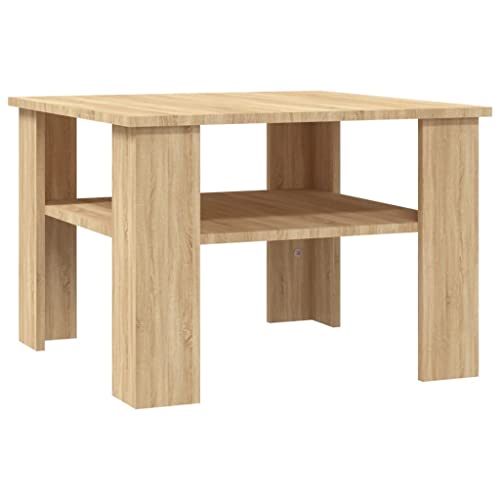 vidaXL Couchtisch 1 Ablagefach Beistelltisch Wohnzimmertisch Kaffeetisch Sofatisch Tisch Telefontisch Sonoma-Eiche 60x60x42cm Holzwerkstoff
