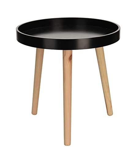 Spetebo Holz Beistelltisch 40 x 39 cm - schwarz - Couchtisch mit Beinen aus Massivholz - Sofa Couch Telefon Blumen Tisch rund