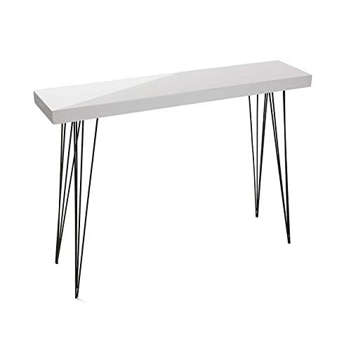 Versa Dallas Schmales Möbelstück für den Eingangsbereich oder Flur, Moderner Konsolentisch, Maßnahmen (H x L x B) 80 x 25 x 110 cm, Holz und Metall, Farbe: Weiß