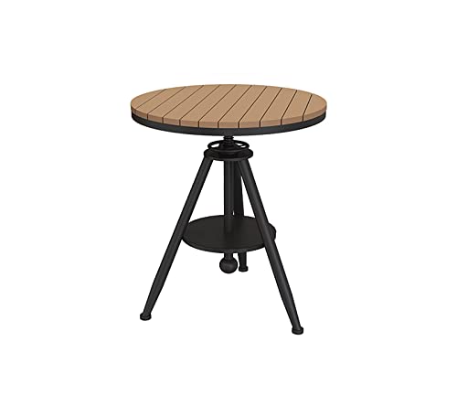 YSYJ Industrieller Couchtisch, runder Tisch aus Holz, höhenverstellbarer Beistelltisch, dreibeiniger Tisch aus Gusseisen, für Küche, Esszimmer, Büro(70x70cm, B)