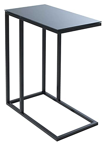 Möbel Jack Beistelltisch Wohnzimmertisch | Metall | Glas | Schwarz | 46x26 cm