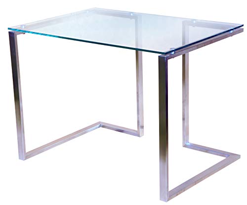 CHYRKA® Bürotisch Computertisch Beistelltisch Edelstahl Schminktisch Moderne Design Glas Schreibtisch (100x60 cm)