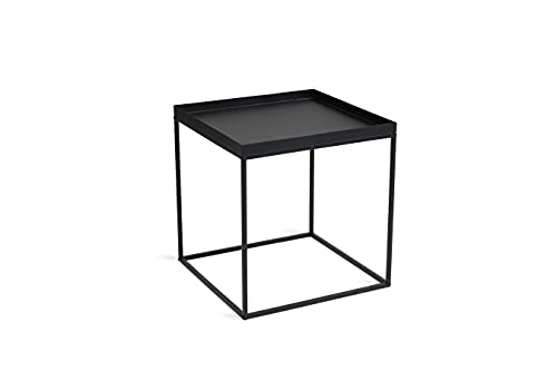 LIFA LIVING Square Bedside, Black, modern, Industrial Side Table Made of Metal, 48 x 48 x 50 cm, max. 7 kg, Metall, Schwarz, One Size