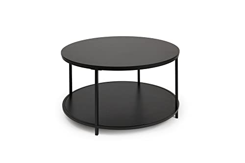  Schwarzer Deko mit Stauraum, Moderner Nachttisch mit Ablage, Couchtisch & Holz, Ø 77 x 46, max. 5 kg belastbar