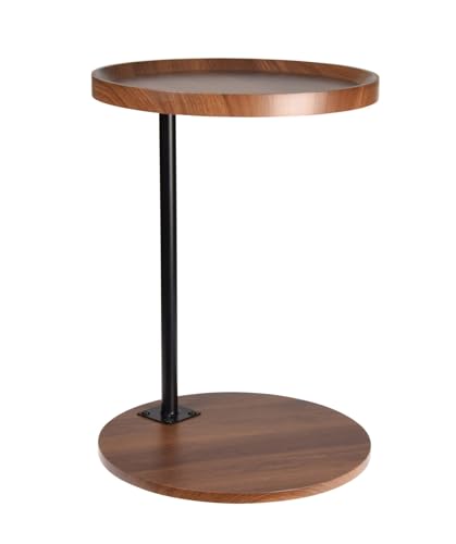 Spetebo Holz Beistelltisch in C Form - 56 x 40 cm - Sofa Teetisch zum Unterschieben - Wohnzimmertisch Betttisch Kaffeetisch Snack Sofa Couch Deko Tisch