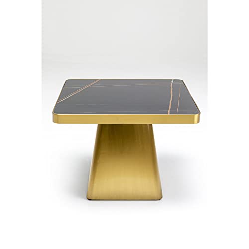 Kare Design Beistelltisch Miler, Gold/Schwarz, 60x60cm (H/B), Wohnzimmertisch, Couchtisch, Beistellltisch mit Stahlsockel, Mineralmarmor Tischplatte