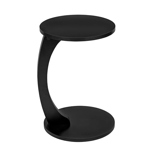 Luxora® Beistelltisch C Form mit Rollen, Runder Sofatisch in Schwarz, Kleiner Side Table, einsetzbar als Couchtisch, Telefontisch, Betttisch, Laptoptisch und Kaffeetisch (Schwarz)