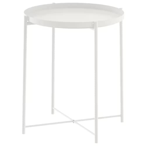 Unbekannt Ikea Beistelltisch Gladom Metall-Tisch mit Abnehmbaren Tablett - weiß - 52,5cm Hoch - 44,5cm Durchmesser