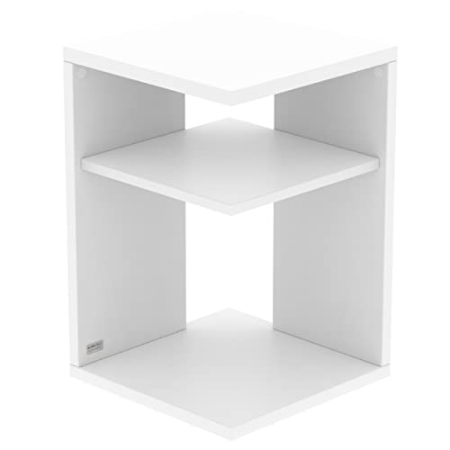AUPROTEC Exclusiv Beistelltisch Prisma 40 x 40cm H: 60cm weiß Holz I Ideal als Couchtisch, Regal, Nachttisch, Sofatisch oder Side Table I Mit Einlegeboden