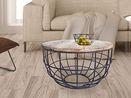 casamia Beistelltisch nachhaltig Couchtisch Wohnzimmer-Tisch rund Lexington ø 55 cm Metall Gestell massiv Farbe weiß gekälkt