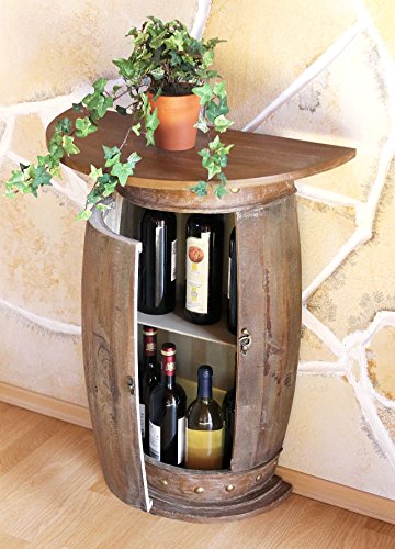 DanDiBo Wandtisch halbrund Tisch Weinregal Weinfass 0373-R Braun Schrank Fass aus Holz 73 cm Beistelltisch Konsole Wandkonsole Bar