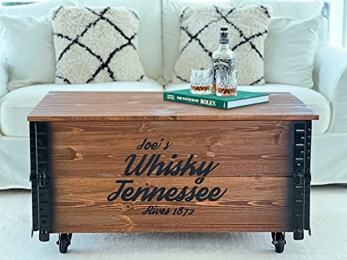 Uncle Joe´s Couchtisch XL Whisky Truhentisch Truhe Vintage Holz braun mit Stauraum Holzkiste Beistelltisch Landhaus Wohnzimmertisch Holztisch