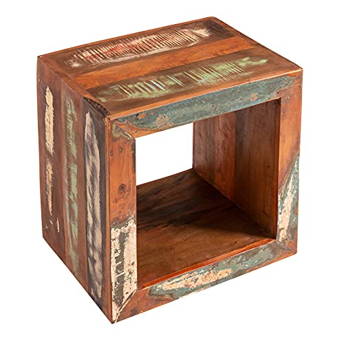 Riess Ambiente Massiver Beistelltisch Jakarta 45cm bunt Cube aus recyceltem Holz Regal Tisch Sofatisch Tisch Holztisch Holzregal