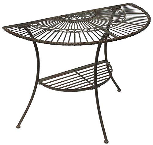DanDiBo Tisch Halbrund Wandtisch Malega 100531 Beistelltisch aus Metall 100 cm Gartentisch Halbtisch Halbrundtisch Wandkonsole Konsole Wand