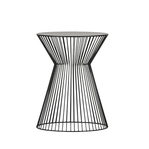 Dezain® - Beistelltisch Suus aus Metall | ideal als Nachttisch, Pflanzenhocker & Telefontisch | Kleiner Beistelltisch für Deko | runder Couchtisch in schwarz