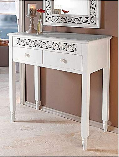 IMC Manufactoria Kommode Ornamente Landhaus 2 Schubfächer Beistelltisch günstig weiß antik Tisch