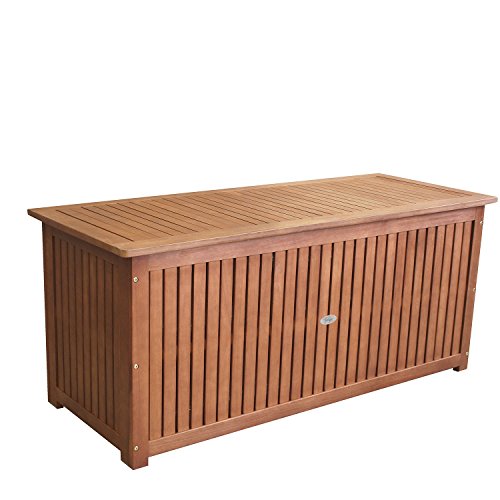 Wohaga® Hartholz Auflagenbox Kissenbox Gartenbox Auflagentruhe geölt inkl. Innenfolie 133x58x55cm