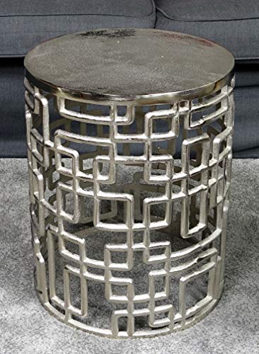 Couchtisch Modern, Wohnzimmertisch Sofatisch Beistelltisch Tisch aus Metall, Eisen Silber Rund Luxus 48 cm