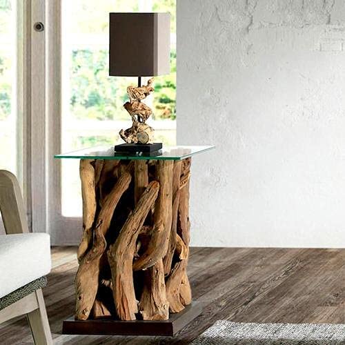Möbel Bressmer ACE Treibholz Bestelltisch 40 x 40 cm Höhe 55 cm - 100% Unikat in Handarbeit Tisch Wohnzimmer Holz