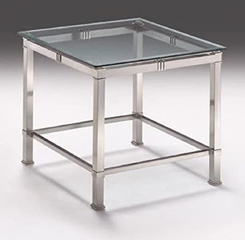 Casa Padrino Luxus Beistelltisch Silber 60 x 60 x H. 48 cm - Quadratischer Messing Tisch mit Glasplatte - Luxus Wohnzimmer Möbel