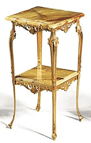 Casa Padrino Luxus Barock Beistelltisch Gold/Beigefarben 40 x 40 x H. 72 cm - Edler Messing Tisch mit Marmorplatten - Barock Wohnzimmer Möbel - Luxus Qualität