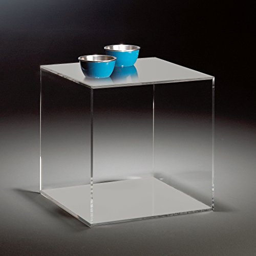 HOWE-Deko Hochwertiger Acryl-Glas Würfel/Beistelltisch, klar/hellgrau, 45 x 45 cm, H 45 cm, Acryl-Glas-Stärke 8 mm
